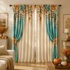 2PCS Digital Print Curtains, European Classic Floral Damask Pattern, Luxury Vintage Style for Living Room Bedroom Home Decor