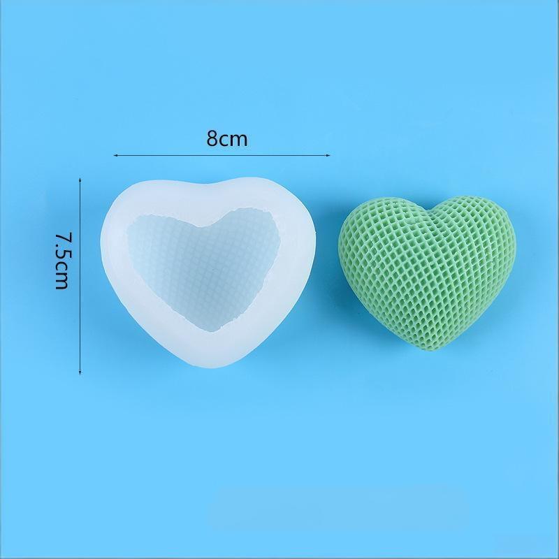 Silikonform Valentinstag Gitter Herz Garn Herz Texturiertes Herz Aromatherapie Kerze Gipsform Für Romantische Heimdekoration
