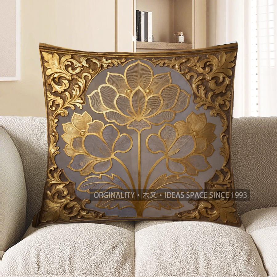 2D Gorgeous Floral Pattern Decorative Pillow Covers Pattern Cushion Cover Suitable For Sofa Bedroom Car Pillow Cover