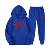 Unisex Casual Hoodie and Sweatpants Set - Loose Fit, Bowknot Printed 