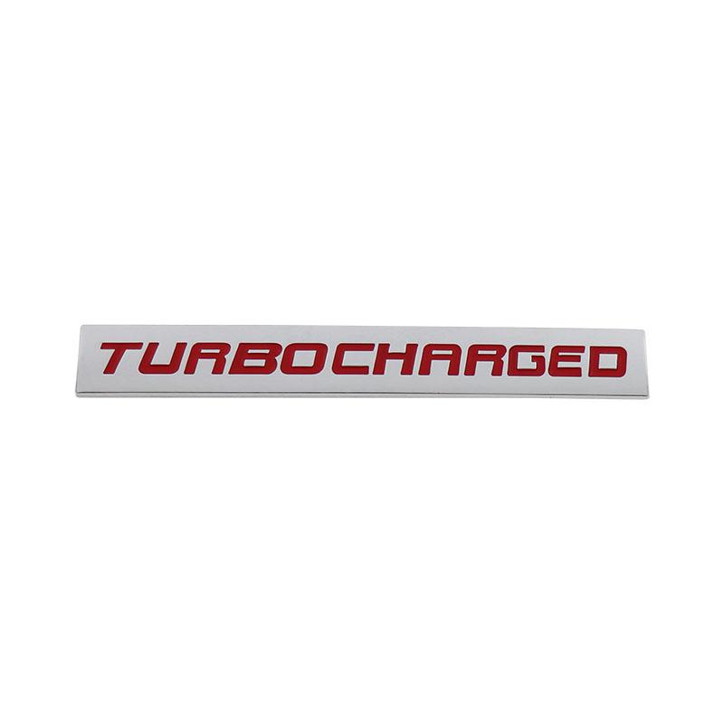

Premium TURBO CHARGED TURBOCHARGED for Universal car Engine Hood Fender trunk Tail Rear Bonnet Nameplate Decal Emblem Badge Sticker chrome-red