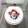 Christmas Toilet Decals Sticker, Funny Santa Claus Lid Tank Bathroom Accessories Self-Adhesive 3D Hole Waterproof PVC Decal for Decoration Wall
