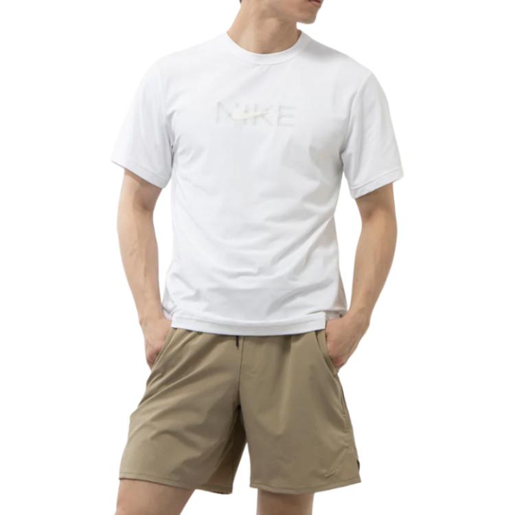 Nike T Shirts Men's White Crew Neck Moderate Straight Fit HF4635-100