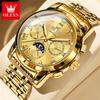 OLEVS Men's Watches Business Fashion Original Automatic Mechanical Wristwatch for Man Waterproof Moon Phase Calendar Trend Dress