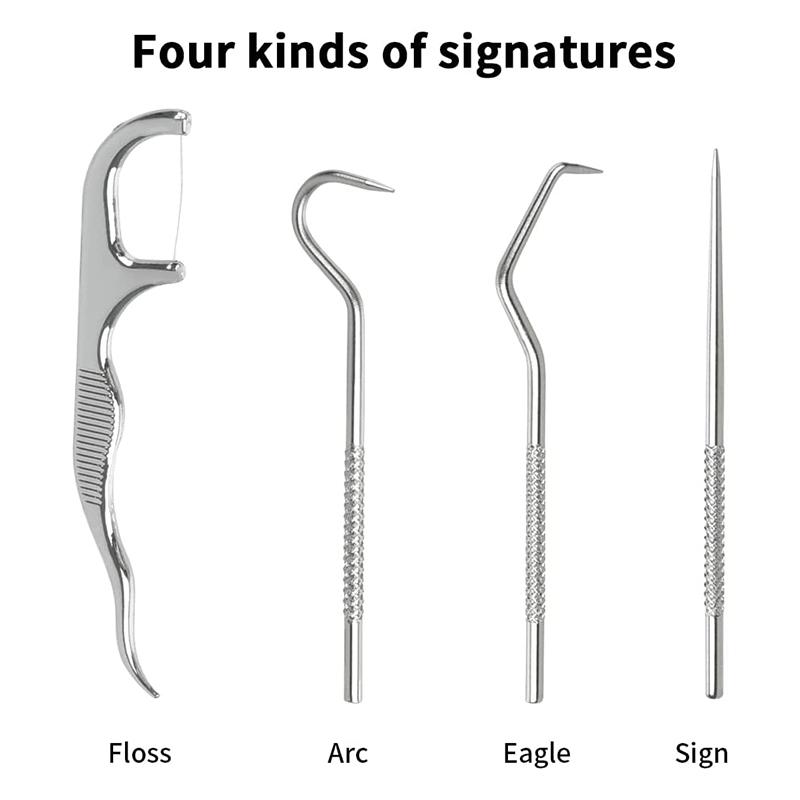 Stainless Steel Toothpick Set Metal Flossing Tools With Portable Toothpick Holder Outdoor Household Travel Seal Storage