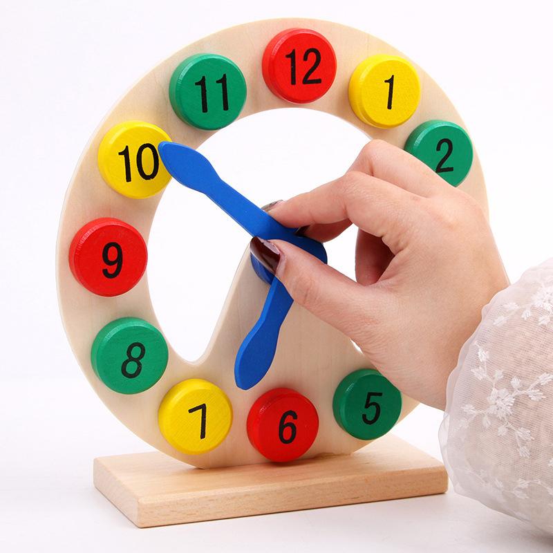 Children Montessori Wooden Clock Toys Cognition Colorful Clocks Toys For Kids Early Preschool Teaching Learning Board Toy