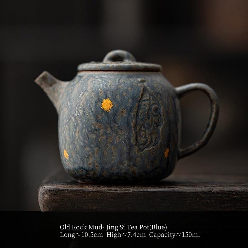

150ML Coarse Pottery Gold Pinting Teapot KungFu Tea Making Device Tea Infuser Tea Kettle Old Rock Mud Retro Teapot Tea Ceremony