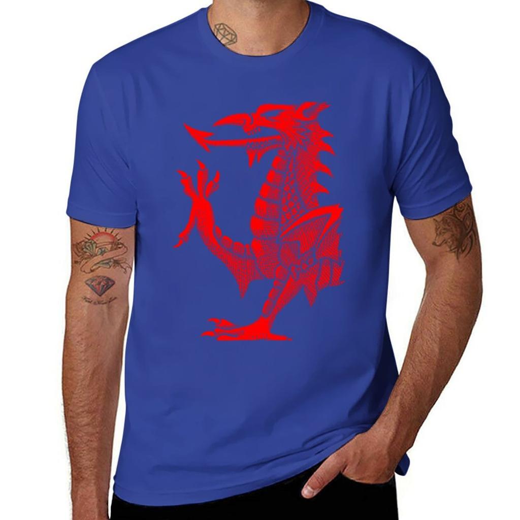 Welsh Dragon  Red Hatching TShirt Aesthetic Clothes Plus Size Tops Summer Top Tops Men Clothings