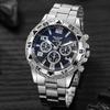 Business Watch Mens Alloy Band Digital Quartz Watch With Three Eyes For Business And Daily Use