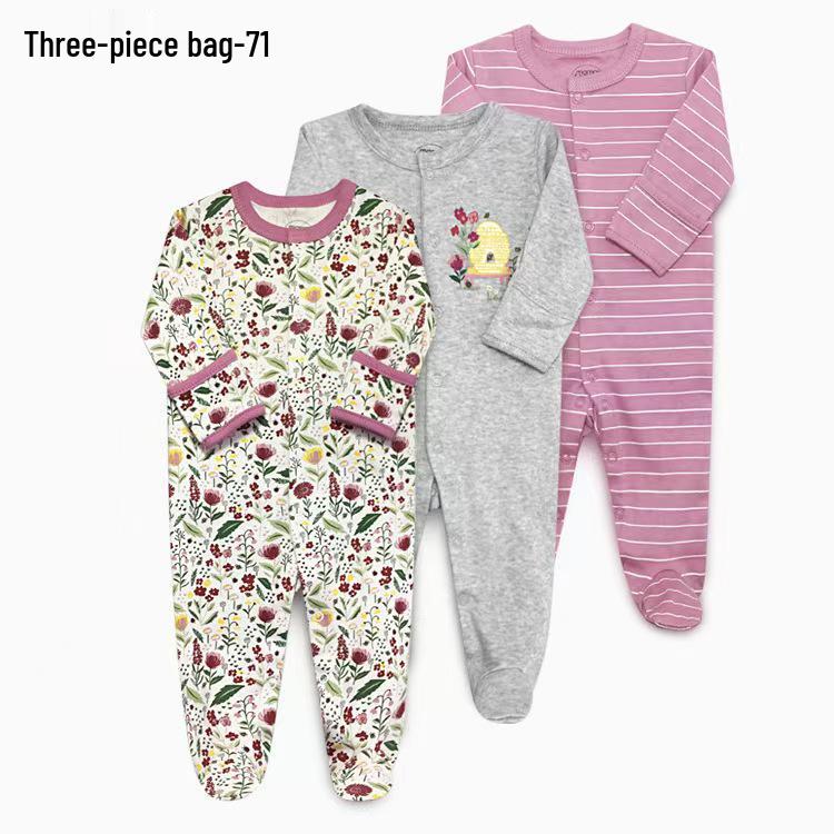 

Детский комбинезон на весну и осень: Хлопковый ромпер-пижама с закрытыми ножками для новорожденных мальчиков и девочек 80 (16-20 lbs)