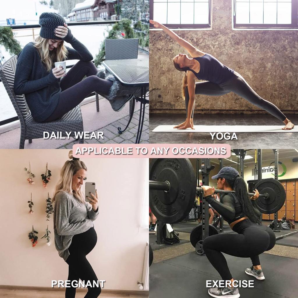 Women's High Waist Yoga Pants with Tummy Control, Push Up Effect, Hidden Waist Pocket, for Fitness, Yoga, Running, Black, Size S