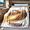 Flaming Baseball Action Sports Graphic Design Blanketcustomizable With Your Namecomfortable And Stylish Perfect For Travel Beds Chairs Offices Sofas