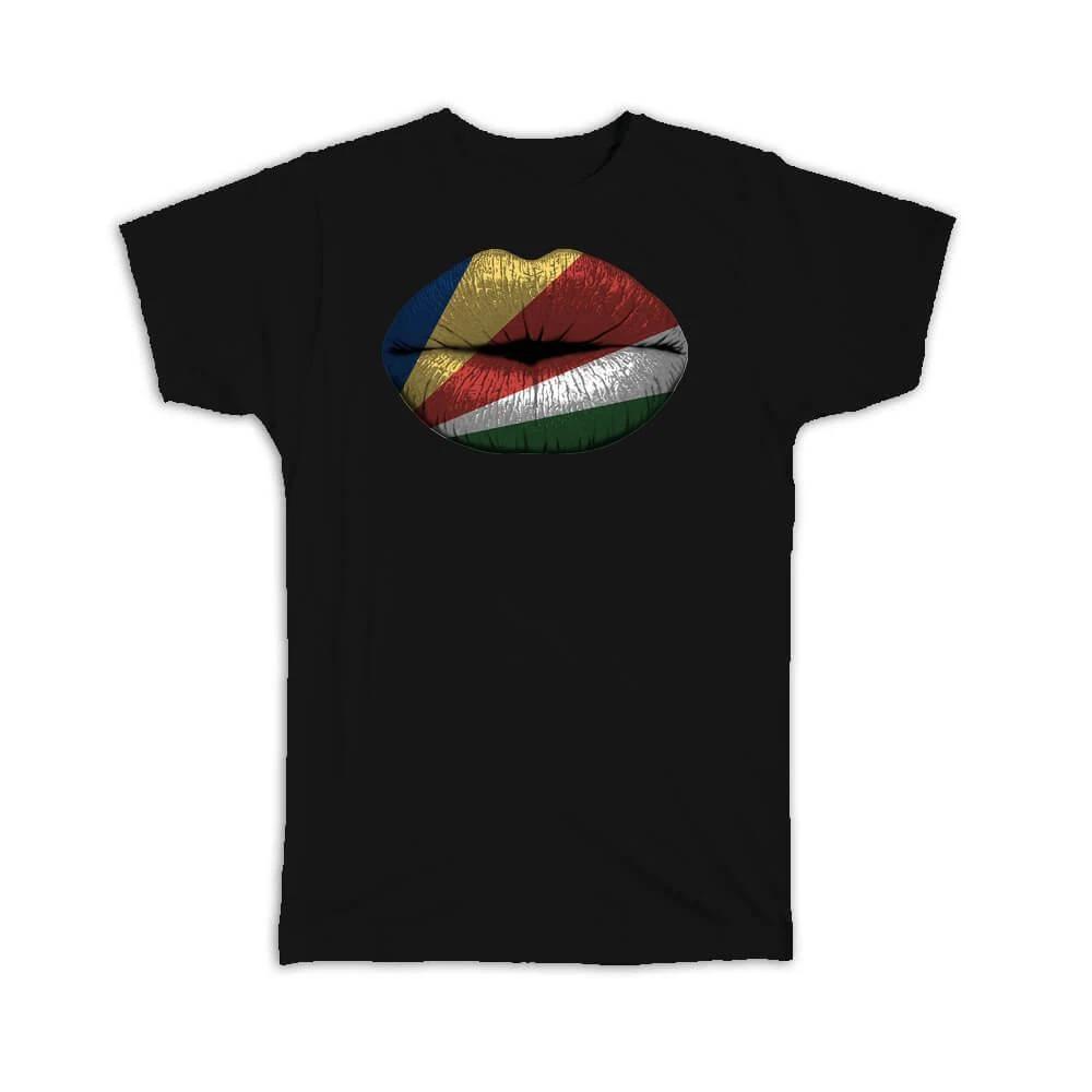 Gift T-Shirt : Lips Seychelles Flag Expat Country For Her Women Feminine 2XL