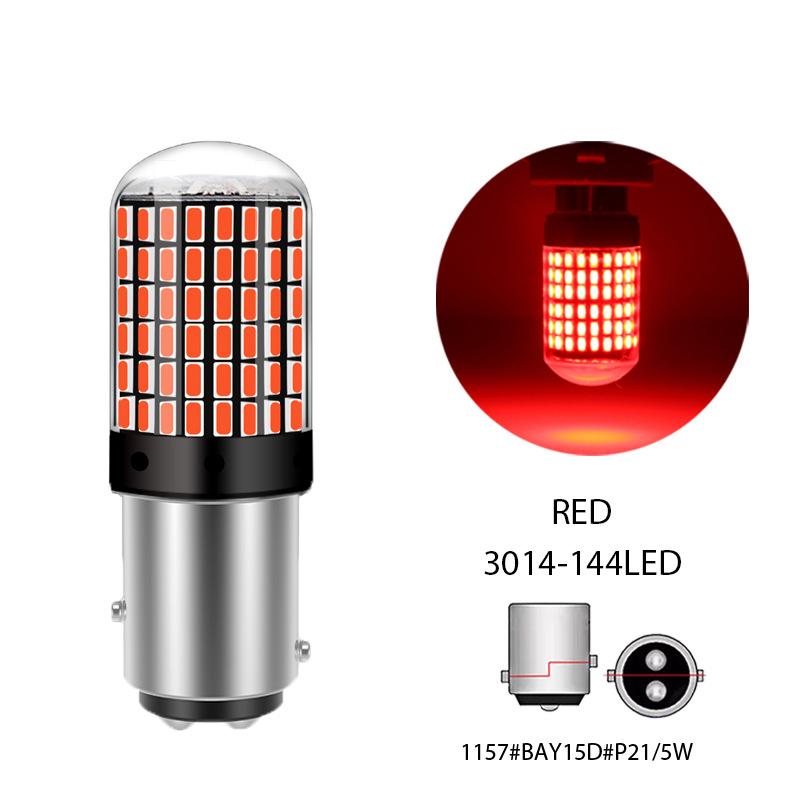 High Power LED Signal Bulb 1156 1157 7440 7443 Auto Brake Light 144SMD 3014 Decoder No Flash Error Car Tail Lamp Universal White