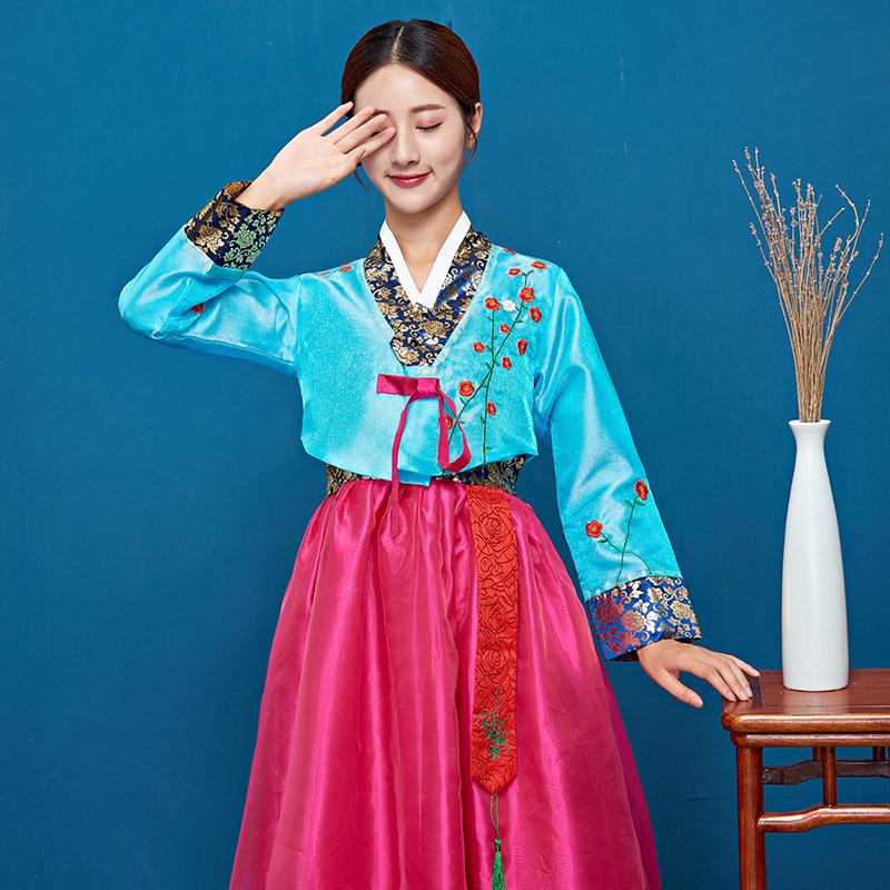 

Комплект этнического корейского танцевального костюма - Взрослая одежда для выступлений на национальных мероприятиях и весенних фестивалях XXXL