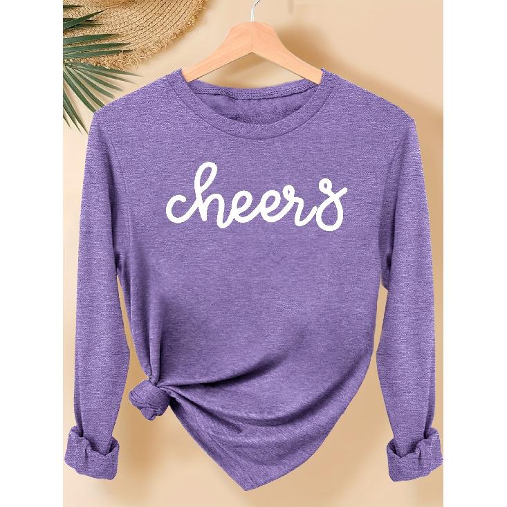 Simple and clean lines with English letter pattern print, fashionable and elegant women's casual sports-style top for spring, autumn, and winter,