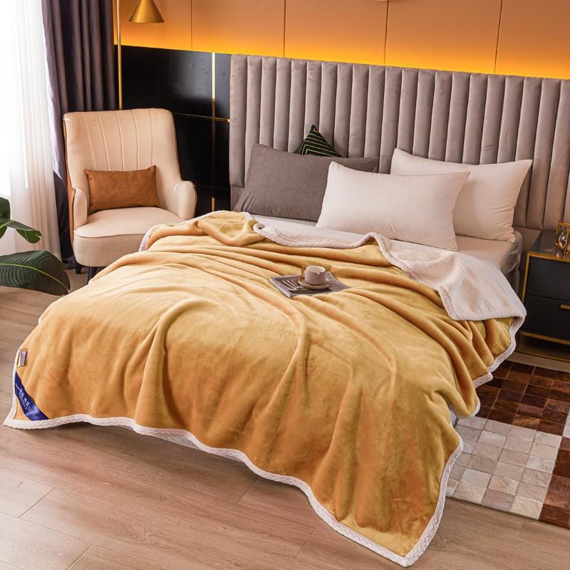 Soft Fleece Blanket Bed Sofa - Thick Warm Solid Color Plush Throw With Neat Edge Binding