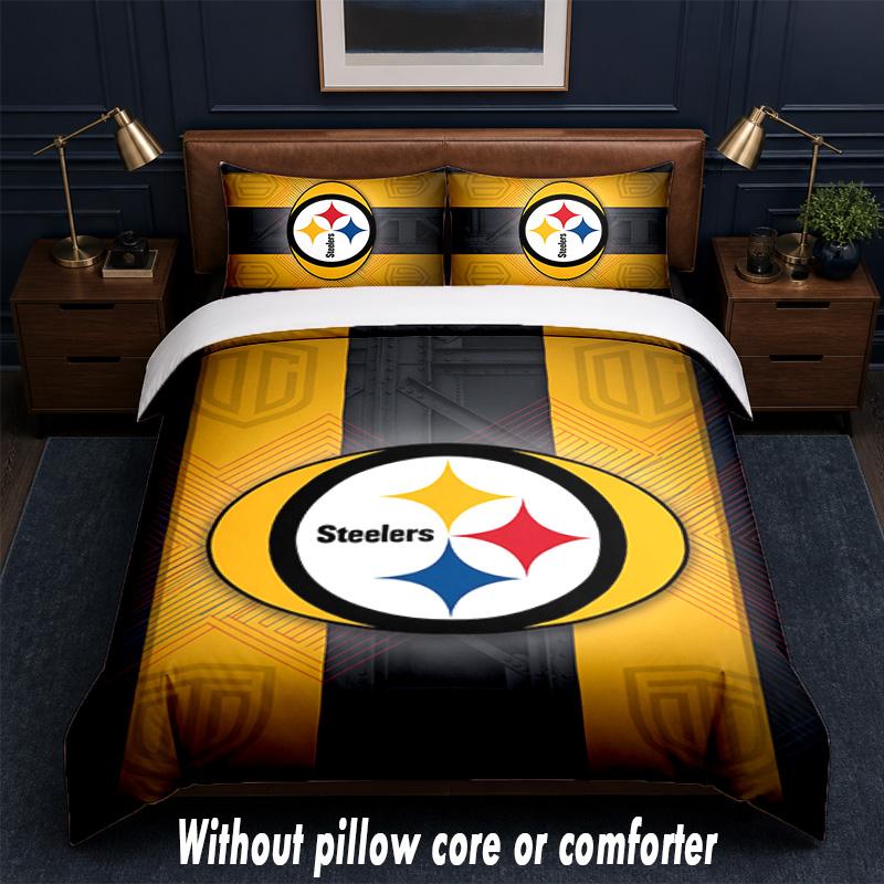 Pittsburgh Steelers Design Bed Bedding Set 1 Duvet Cover + 2 Pillowcases Soft Breathable Household Bed Linens