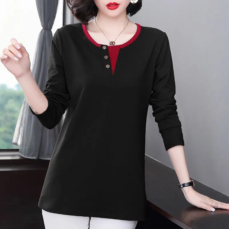 Spring Winter Women's Spring Plus Size Fashion Casual O-Neck Long Sleeve T-shirt