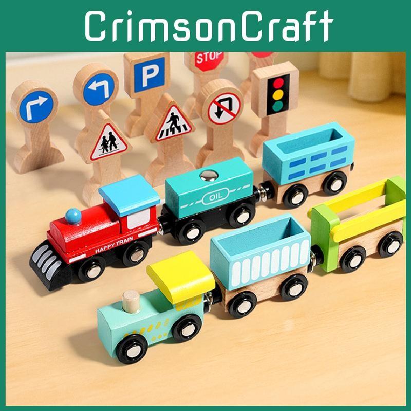 Wooden Train Toy Track Set With Diy Assembly For Kids Educational Gift Play