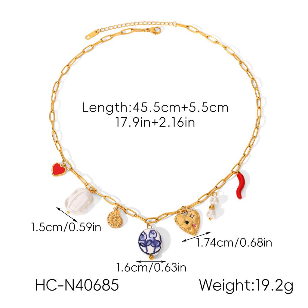 Niche high-end ceramic heart starfish necklace, Western style DIY jewelry, titanium steel accessories for women