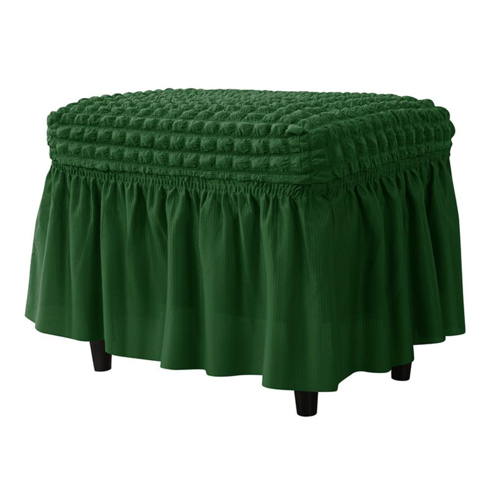 Universal Stool Cover Seersucker Footrest Slipcover Easy Install Ottoman Protector  Dining Room