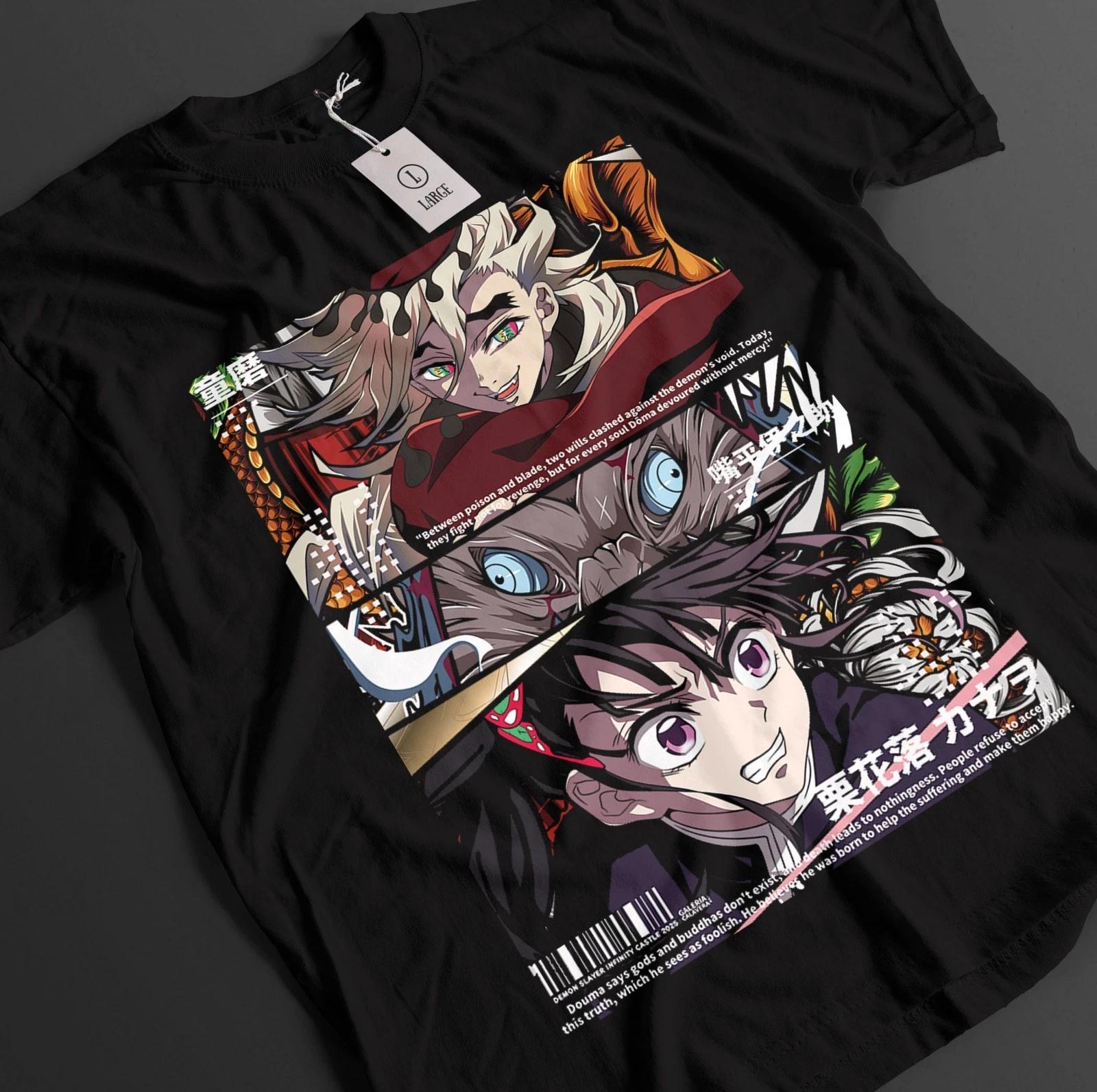 Demon Slayer Shirt Doma Upper Moon 2 T-Shirt Inosuke & Kanao Tshirt Shinobu Tee L