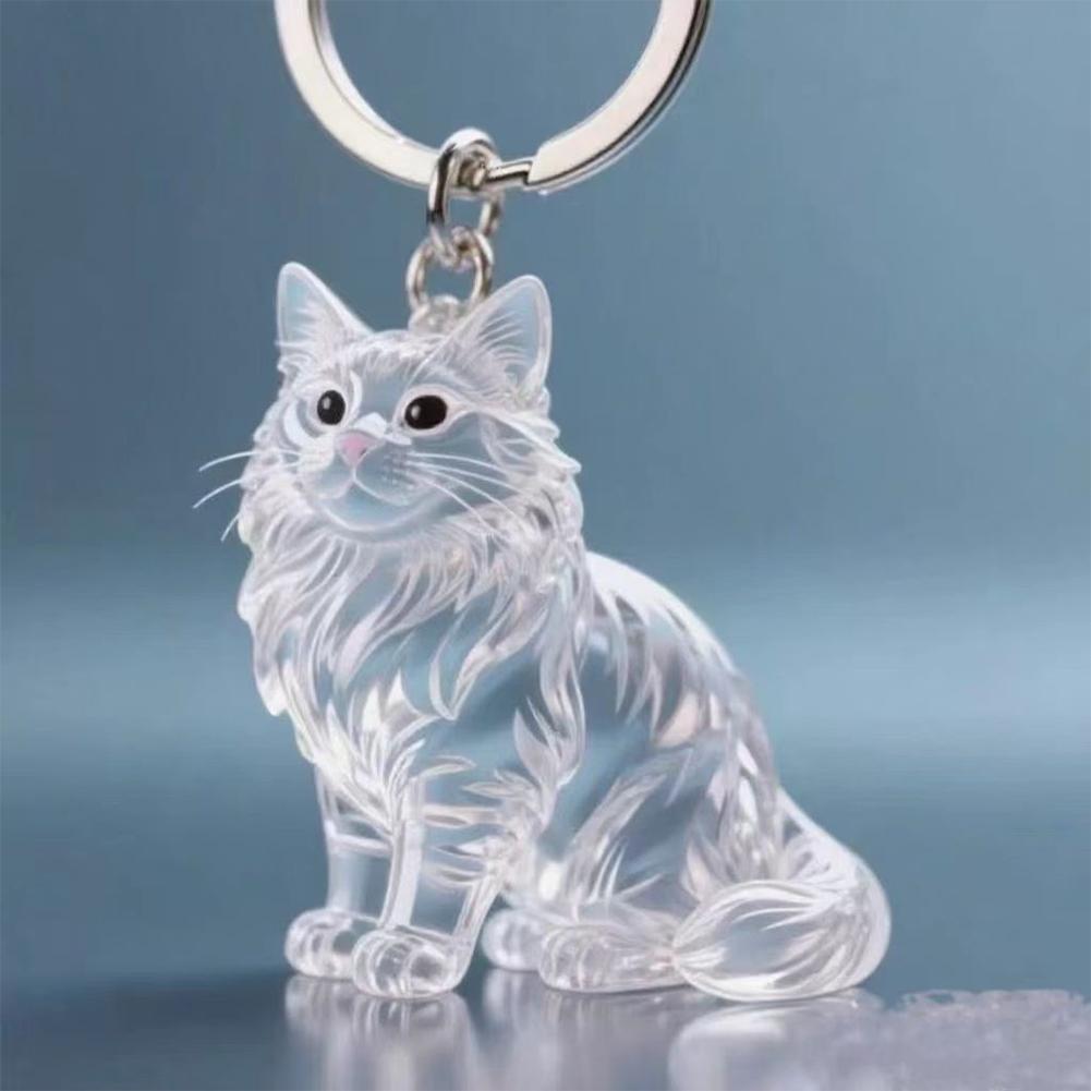 Cat Hair Storage Cute Pendant Keychain Bag Pendant Pet Hair Memorial Car Key Chains Jewelry Souvenir Collection Gift Decoration