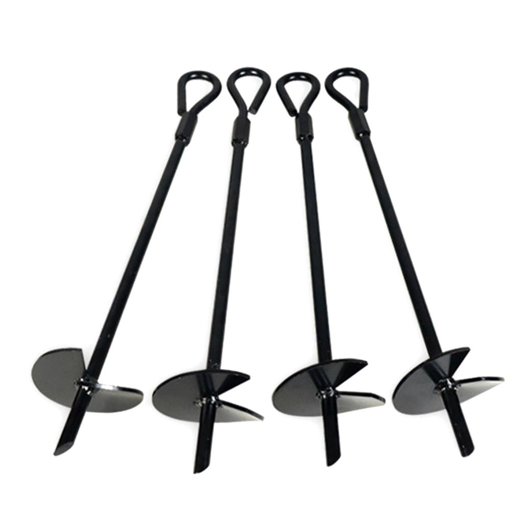 4Pcs Ground Anchors Set with Webbing Strap Set Earth Ground Anchors Heavy Duty for Tents Trampolines Slides Garden Sheds
