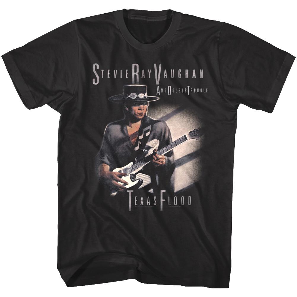 Stevie Ray Vaughan Double Trouble Texas Flood Album Cover Men T Shirt Guitar L