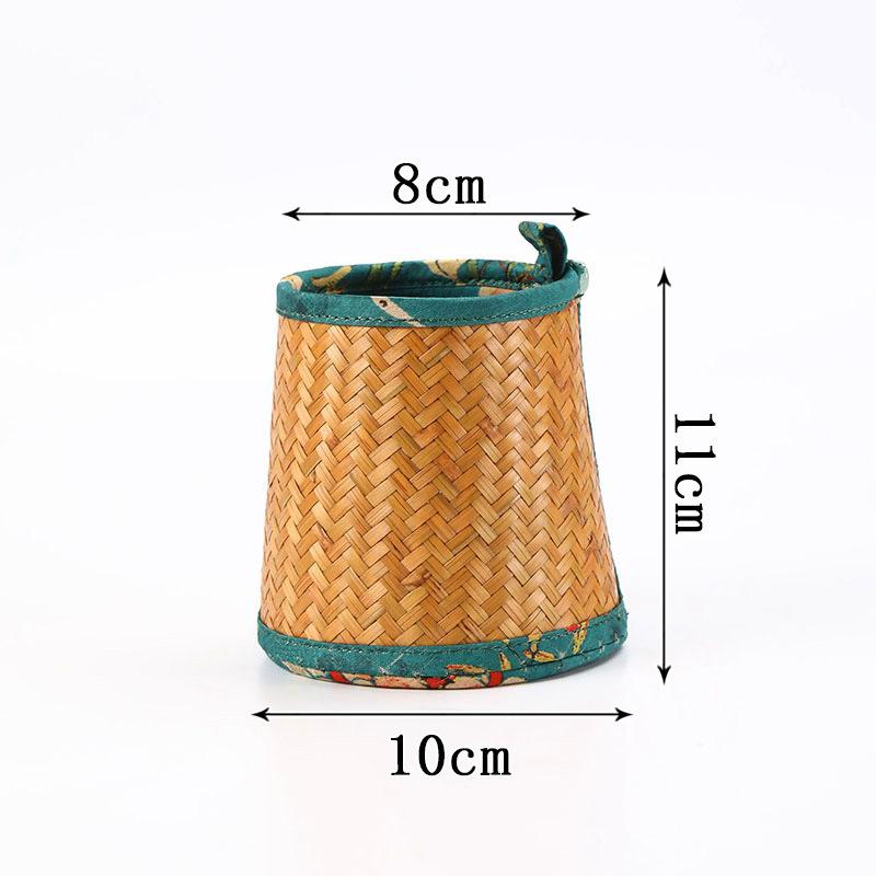 Pure handmade bamboo brocade tea ceremony tube storage tube retro pen holder six gentlemen tea bucket tea set accessories desktop ornament bamboo brocade printed pen holder