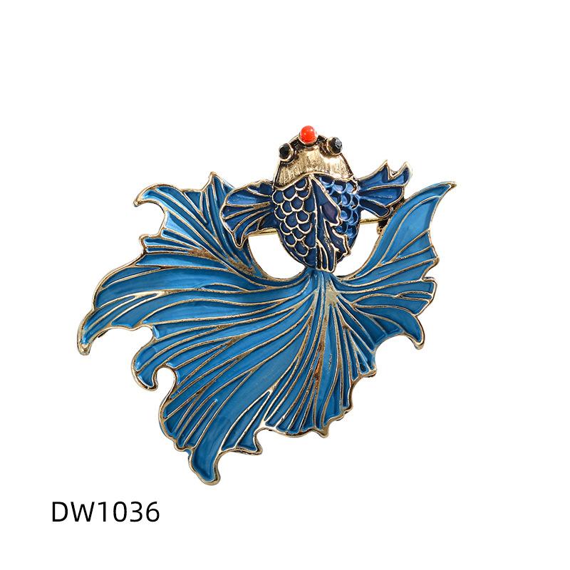 

Китайский стиль имитация выжженной голубой масляной капли золотая рыбка брошь простой темперамент элегантная булавка ципао корсаж аксессуары