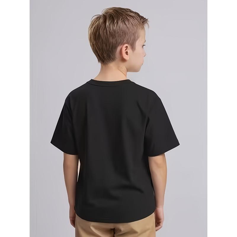 European sizes Boys' Size 67 Graffiti Melted Style Short Sleeve T-Shirt, Trendy Cool Street Style Digital Print Top