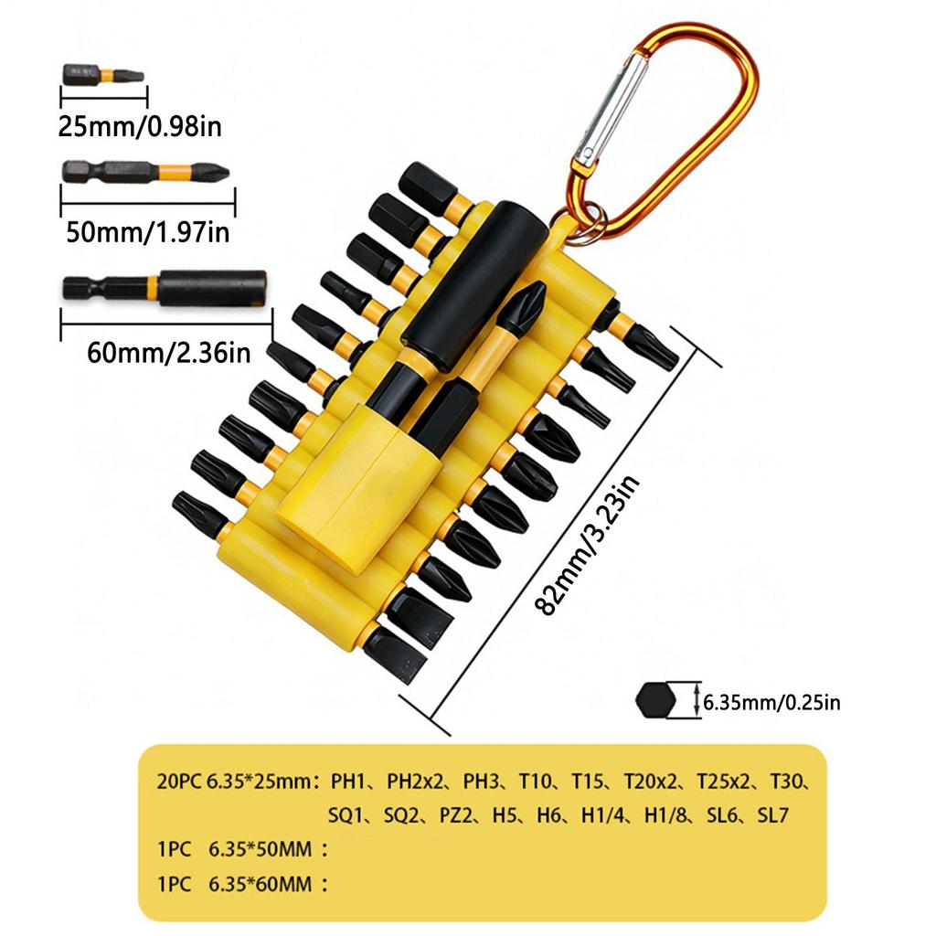Screw Driver Bit Set Multifunctional 1/4-Inch Hex Shank Magnetic Screw Driver Bits For Drills Car Bike Repair Auto Maintenance