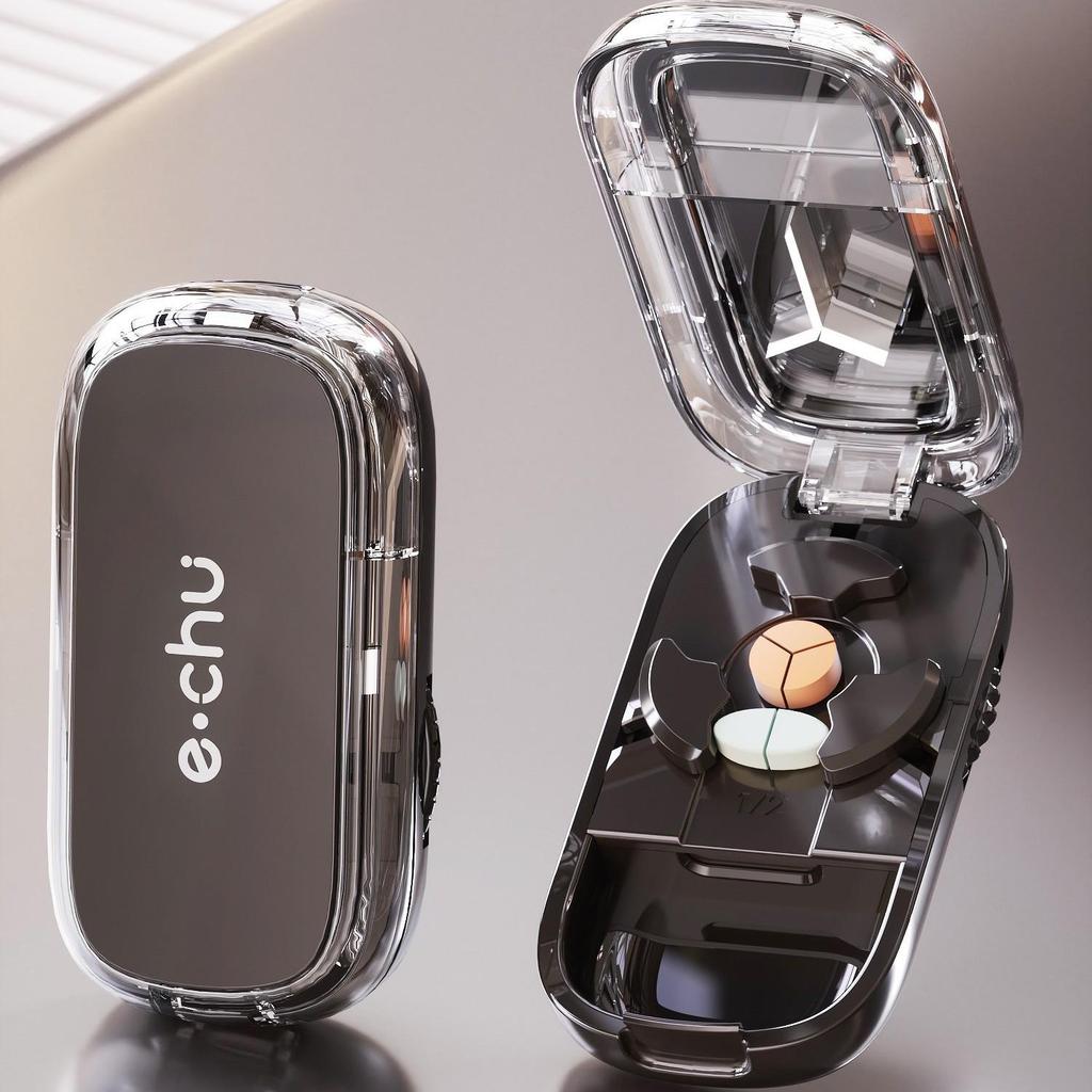 Pill Cutter & Divider: Precise 1/4 & 1/2 Cutting, Portable Pill Box