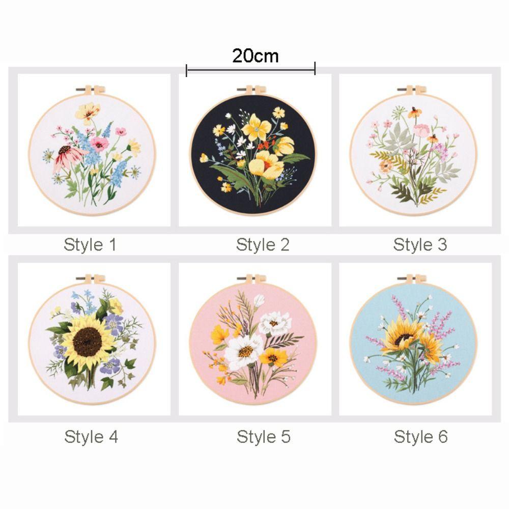 DIY Flower Embroidery Kit Colorful Embroidery Set Sewing Supplies Cross Stitch Set Beginner