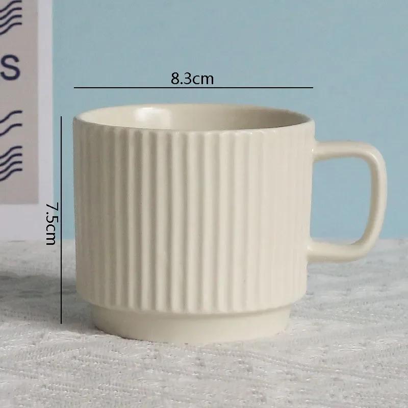 Einfachheit Gestreifte Keramiktasse Einfarbig Saftbecher Büro Milchkaffee Tasse Becher Getränkebecher Familienfrühstückstassen Teetassen