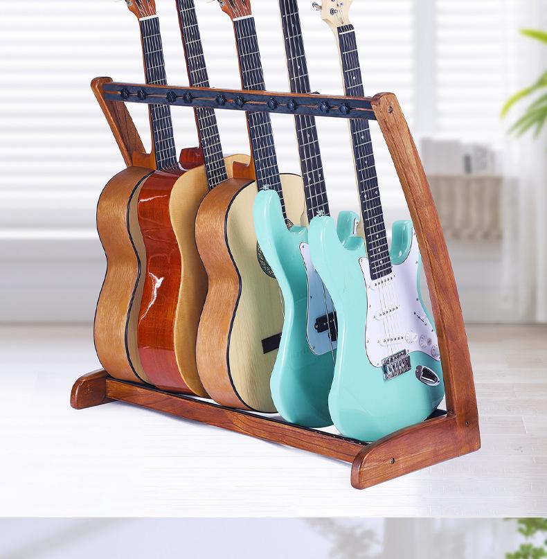 Solid Wood Multi-Guitar Display Stand with 5-Head and 3-Head Options