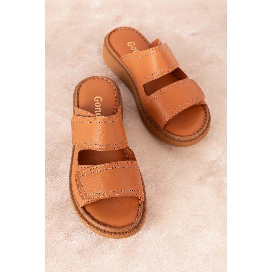 Women's Genuine Leather Wedge Heel Summer Slippers Clogs