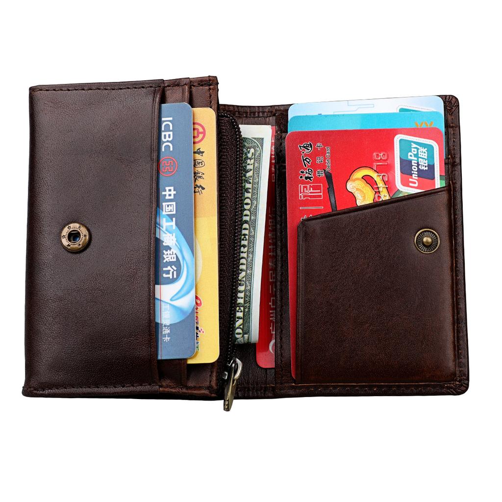 High Quality Mens and Womens Leather Zipper Coin Purse ID Card Holder Anti-magnetic RFID Anti-theft Credit Card Pouches Small Wallet