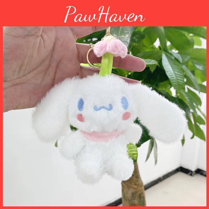 Stylish And Cute Cinnamon Dog Plush Keychain Soft Cuddly Hanging Toy Bags For