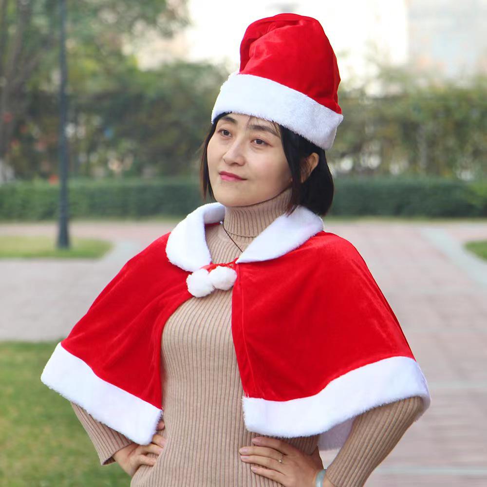 Children's Red Velvet Hooded Santa Cape Costume