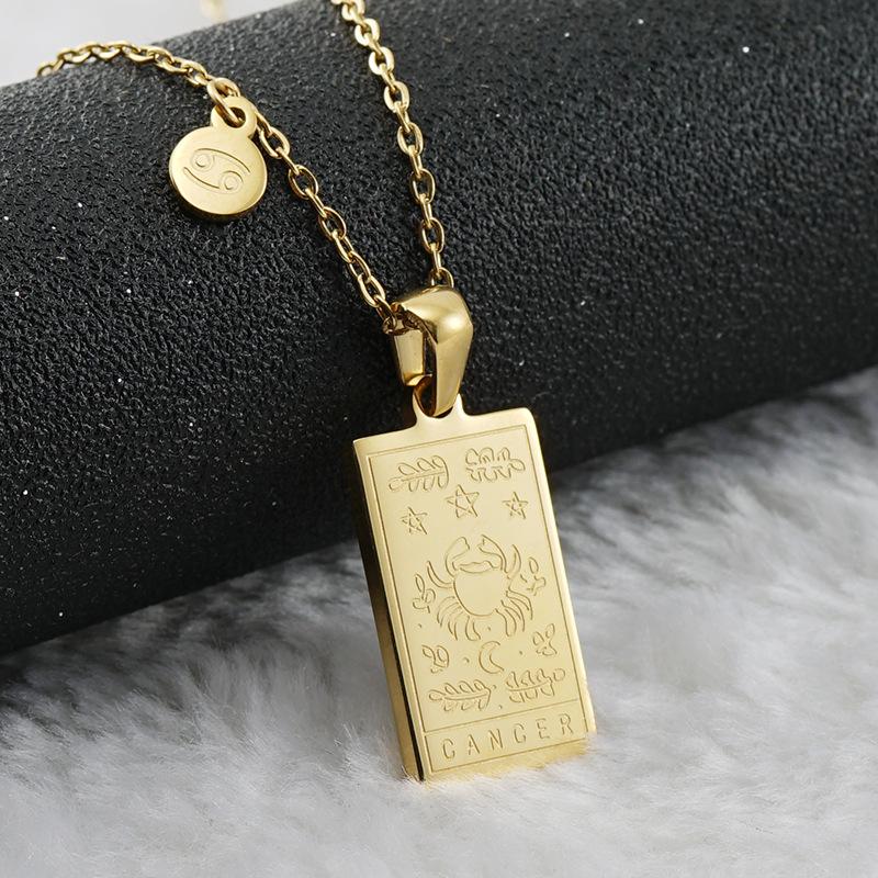 12 Constellation Necklace Women's 18K Exquisite Square 12 Constellation Tag Collarbone Chain 2026