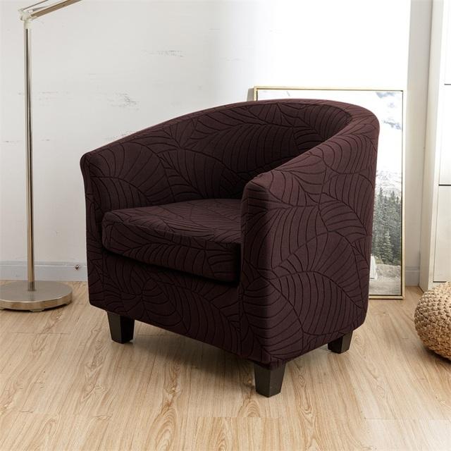 Leaves Jacquard Tub Chair Cover Stretch Armchair Cover Club Sofa Slipcover For Living Room Couch Covers With Seat Cushion Covers
