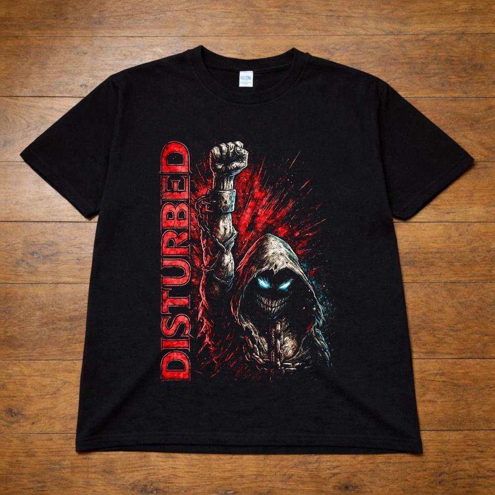 Disturbed Hooded Fist T Shirt Rock Metal Band Tee Adults Kids Black 2XL