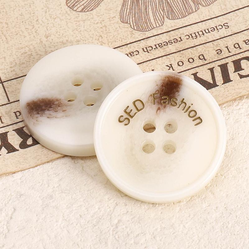 Versatile Beige Resin Coat Buttons: Summer Wear Woolen Round Four-Hole Design for Men and Women