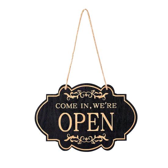 Rustic Business Sign Wooden Open And Closed Sign Double Sided Vintage Open Sign with Rope for Coffee Shop Restaurant Bar Door Window