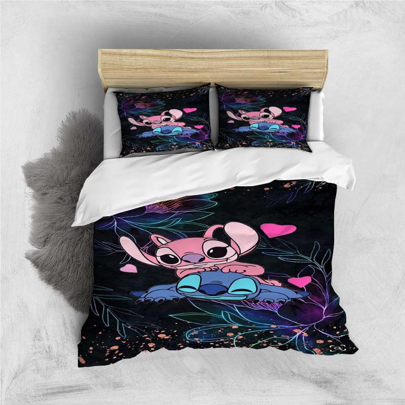 Mini Kawaii (Stitch) Bedding Set, Cartoon Duvet Cover and Pillowcases, Soft and Comfortable, Customizable.