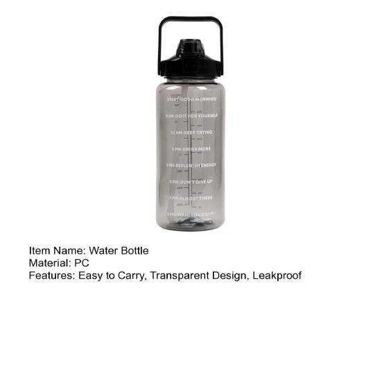 2000ML Large Capacity Water Bottle with Straw Heat-Resistant Leakproof Transparent Portable Outdoor Fitness Sports Travel Drinking Cup
