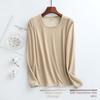 Women's Fleece Lined Wool Silk Round Neck Thermal Top Slim Fit Underwear Innerwear Double Layer Warmth Home Clothes